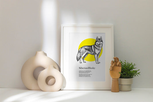 Original Siberian Husky Drawing, Siberian Husky Poetry Print, Siberian Husky Art Print, Siberian Husky Illustration
