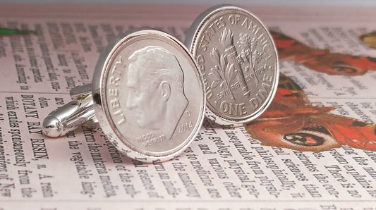 10th Wedding Anniversary gift for husband, 2015 USA Dime Cufflinks for him