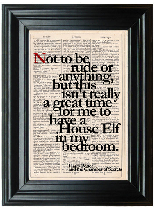 Harry Potter Quote Print - Harry Potter and the Chamber of Secrets - House Elf