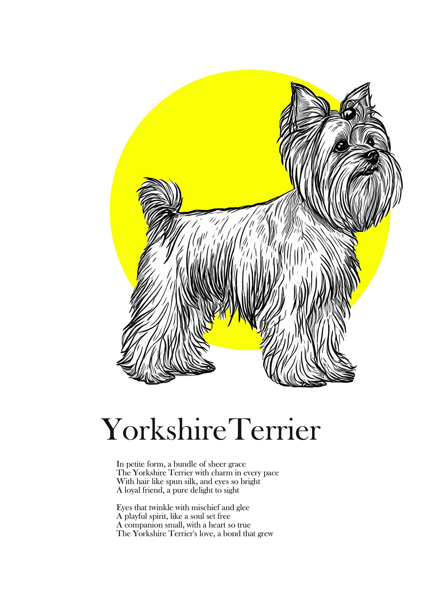Original Yorkshire Terrier Artwork, Yorkshire Terrier Poetry Print, Yorkshire Terrier Art Print, Yorkie Illustration