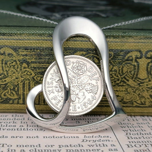 UK 1965 Sixpence pendant for a 60th birthday, 60th birthday gift for women