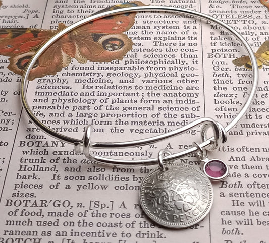 1954 sixpence charm bracelet, 70th birthday gift for women