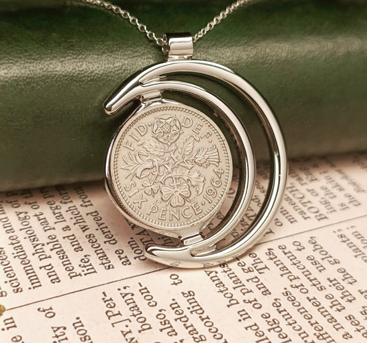 1965 British Sixpence necklace, 60th birthday gift for women