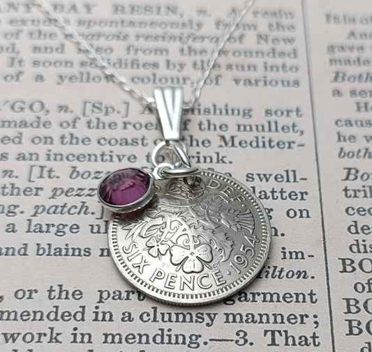UK 1955 Sixpence coin necklace for a 70th birthday, 70th Birthday gifts for women