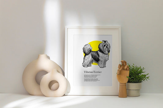 Original Tibetan Terrier Print, Tibetan Terrier Poetry Print, Tibetan Terrier Sketch, Tibetan Terrier Illustration
