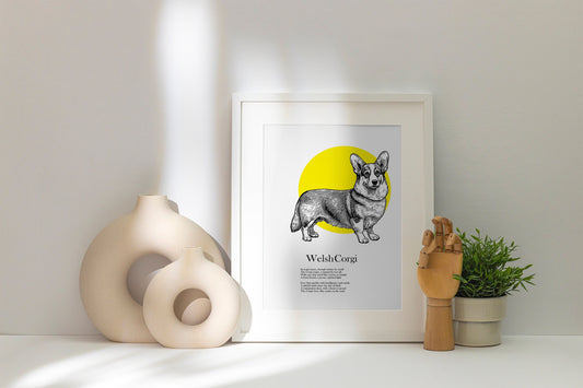 Original Welsh Corgi Print, Welsh Corgi Illustration, Welsh Corgi Poem, Corgi Art Drawing
