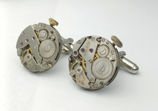 Vintage Swiss watch movement cufflinks for Mens Christmas Gift