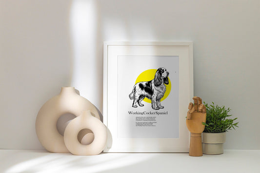Original Working Cocker Spaniel Print, Working Cocker Spaniel Poetry Print, Working Cocker Spaniel Sketch, Cocker Spaniel Illustration