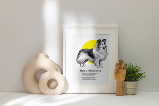 Original Shetland Sheepdog Print, Shetland Sheepdog Poetry Print, Shetland Sheepdog Sketch, Shetland Sheepdog Illustration